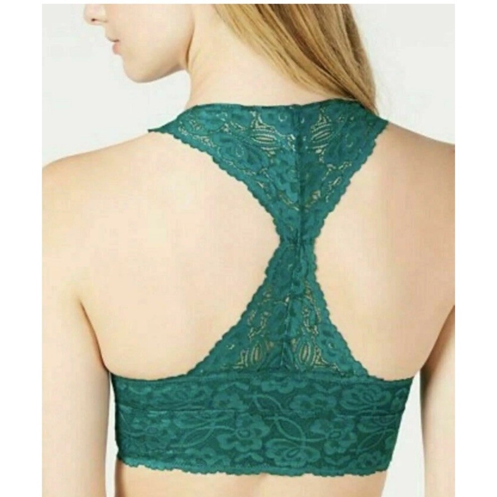 Free People Galloon Lace Racerback Bra Green Bralette Size‎ S Small Boho - Picture 2 of 7